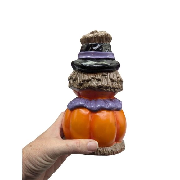 Vtg Halloween Blow Mold Pumpkin Scarecrow 4 Yard Lawn Stakes in box Fall - Picture 11 of 15